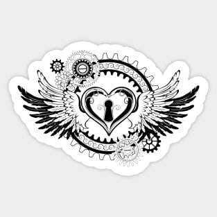 Steampunk Winged Mechanical Heart Sticker